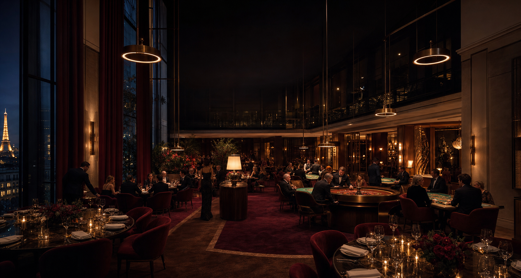 Salon casino élégant au cœur du restaurant Maison Velouté