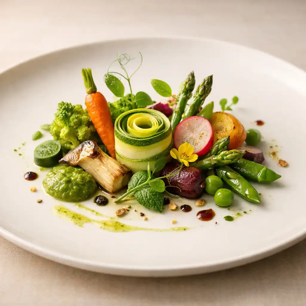 Plat végétarien gastronomique moderne